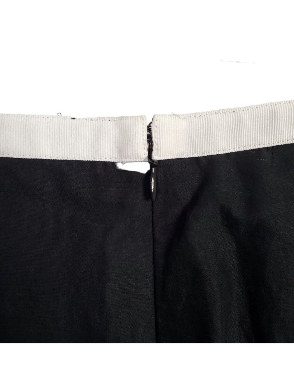 Loft NWT Size 12 Skirt Cotton Pleated A-line Beaded Pom Pom Hem Lined Midi Black - Picture 13 of 13